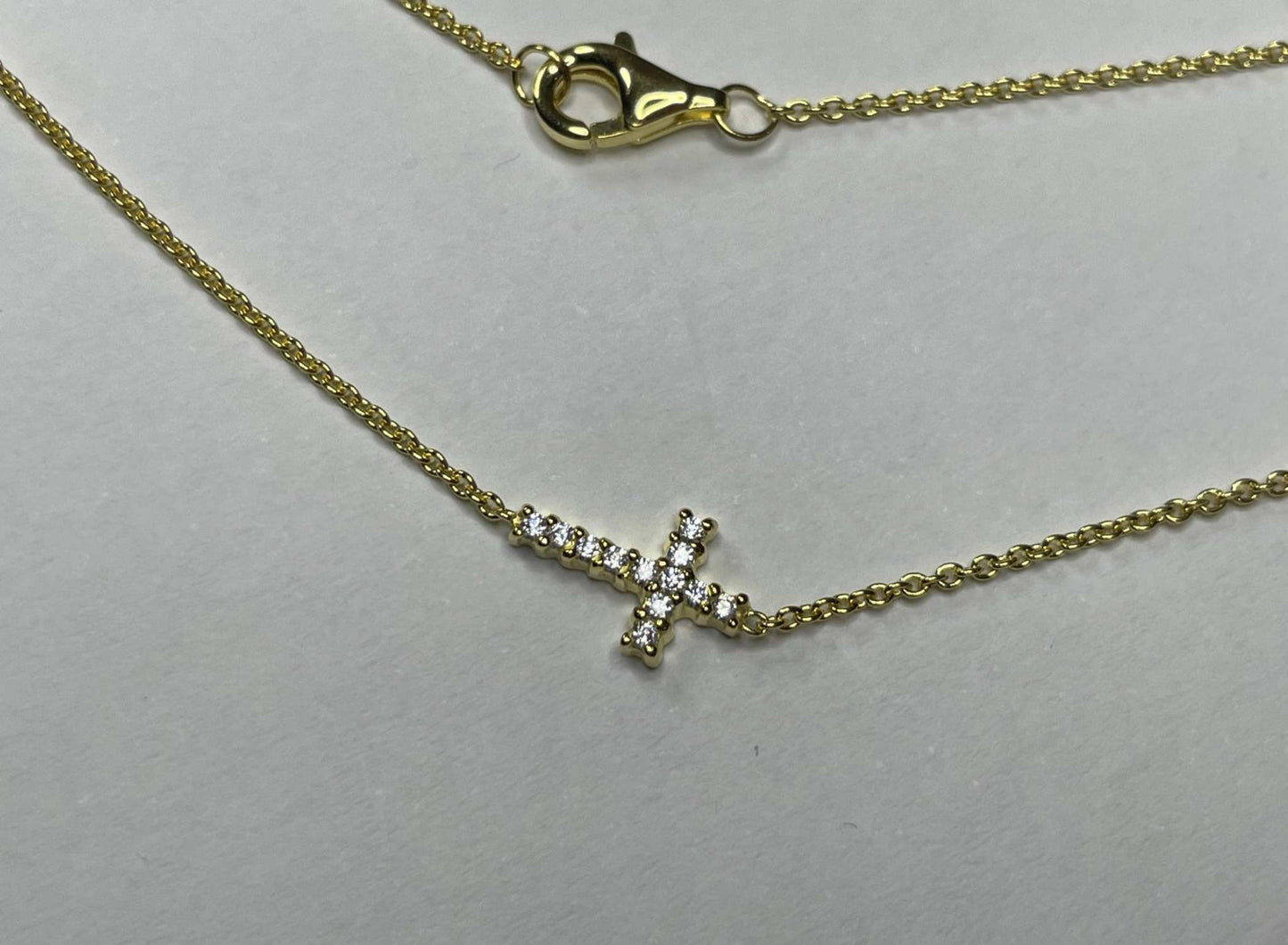 Gold Sideways Cross Necklace