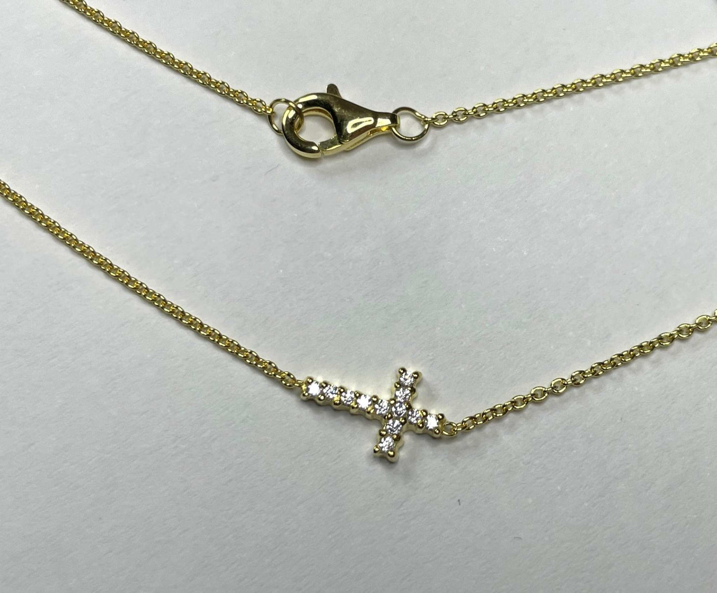 Gold Sideways Cross Necklace