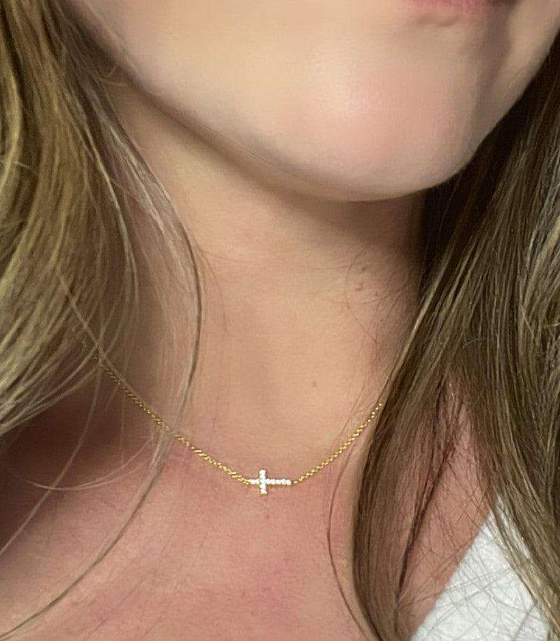 Sideways Cross Necklace