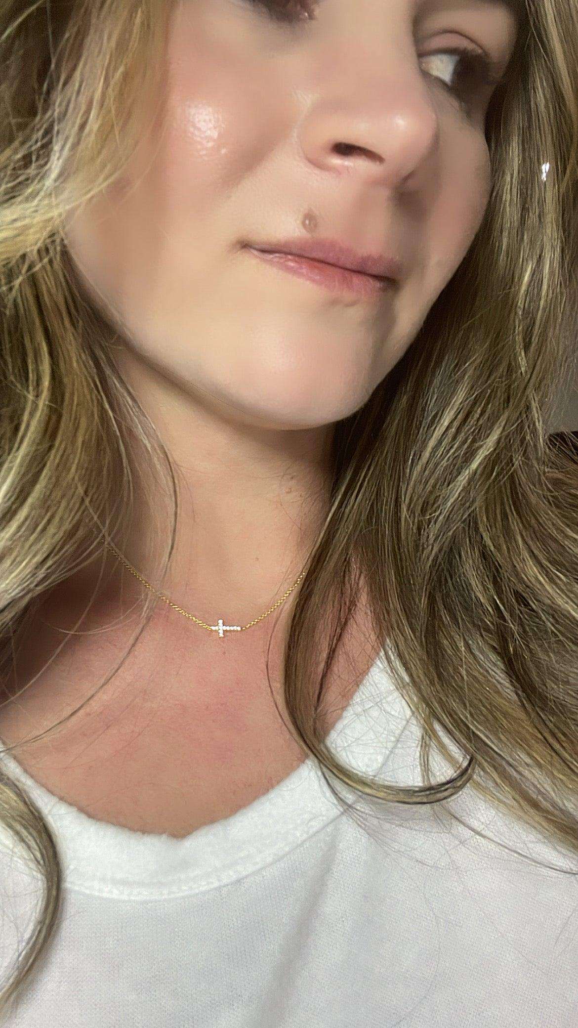 Sideways Cross Necklace