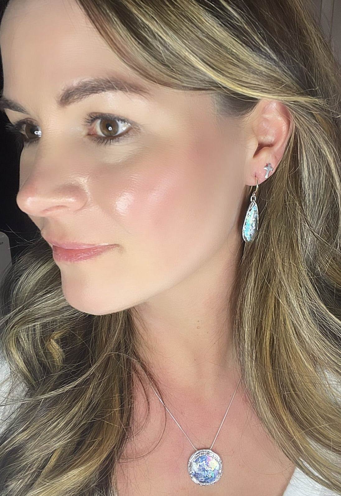 Textured Edge Roman Glass Earrings - Gravie's