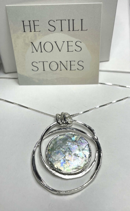 He moves stones Roman Glass Necklace