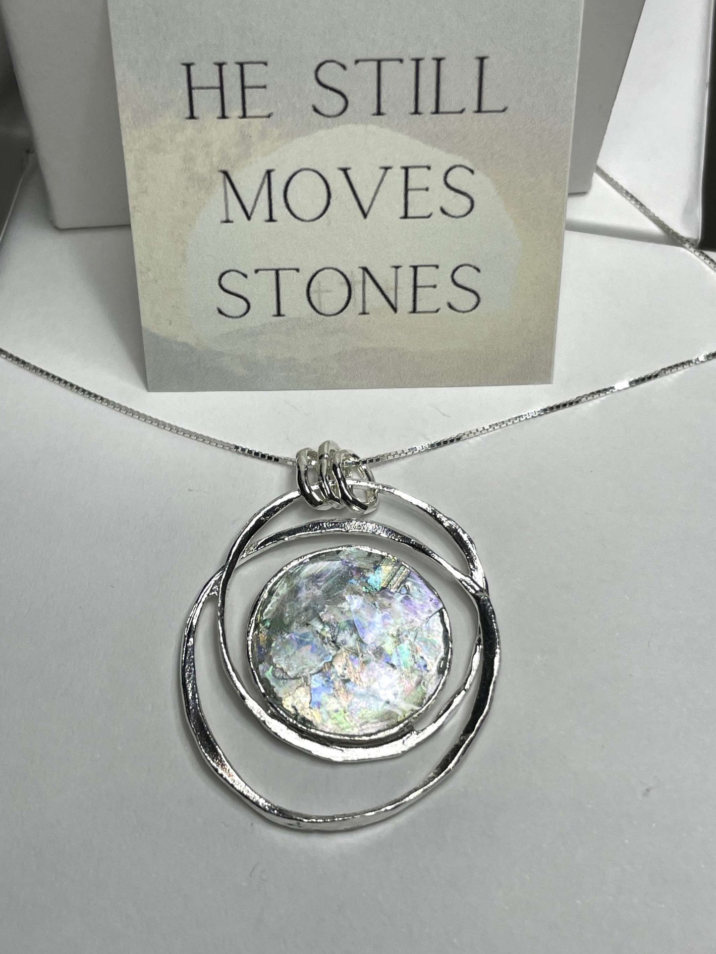 He moves stones Roman Glass Necklace