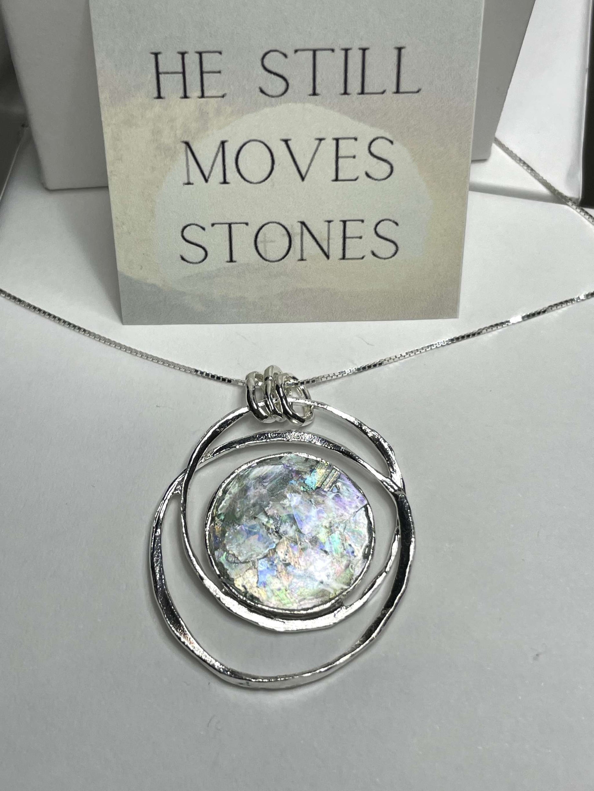 He moves stones Roman Glass Necklace