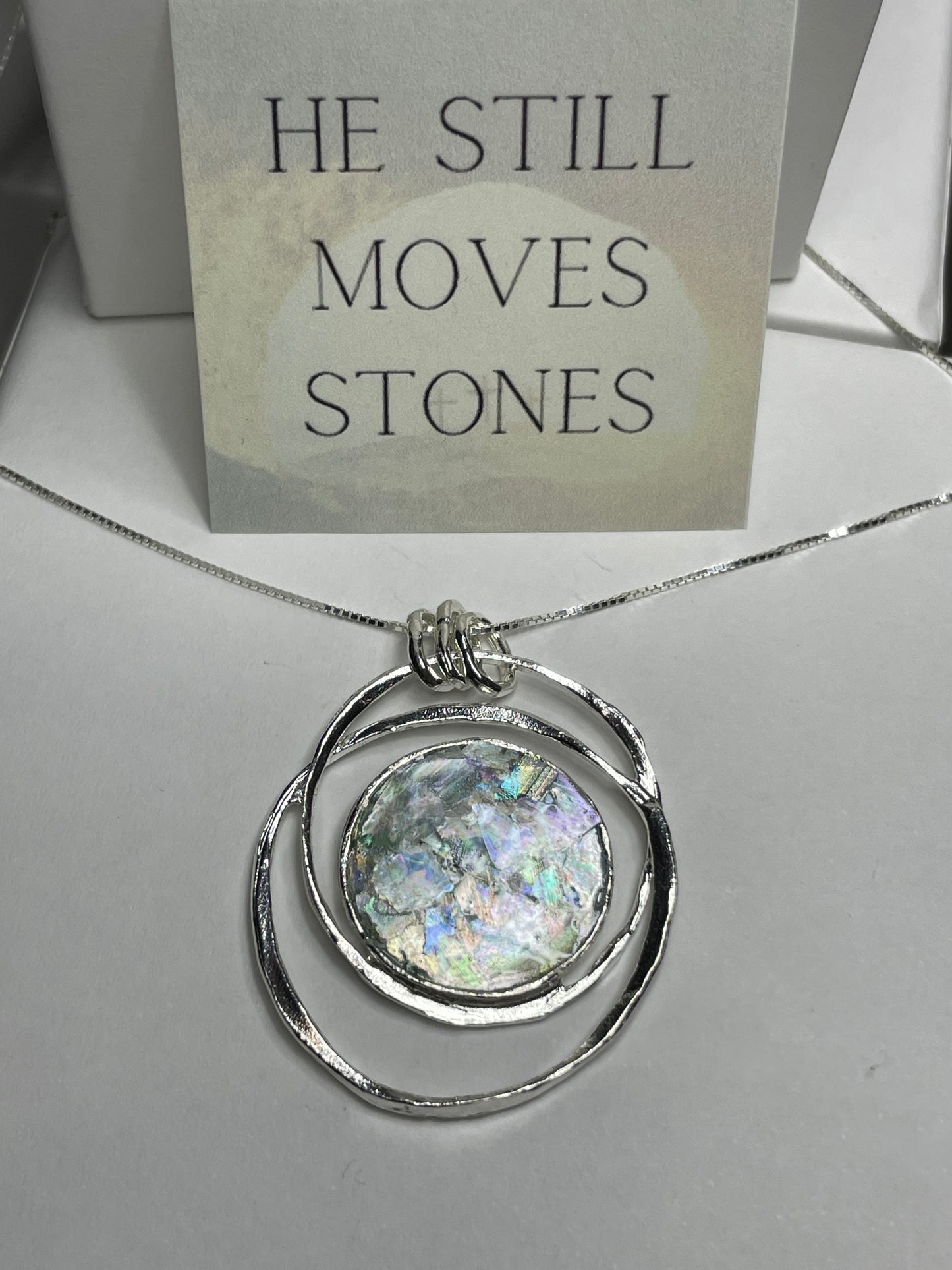 He moves stones Roman Glass Necklace