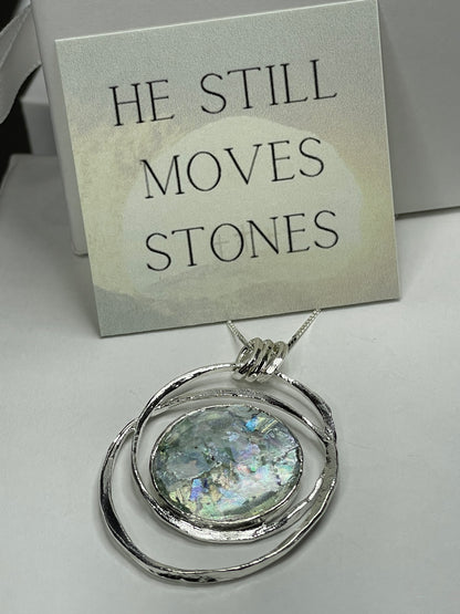 He moves stones Roman Glass Necklace