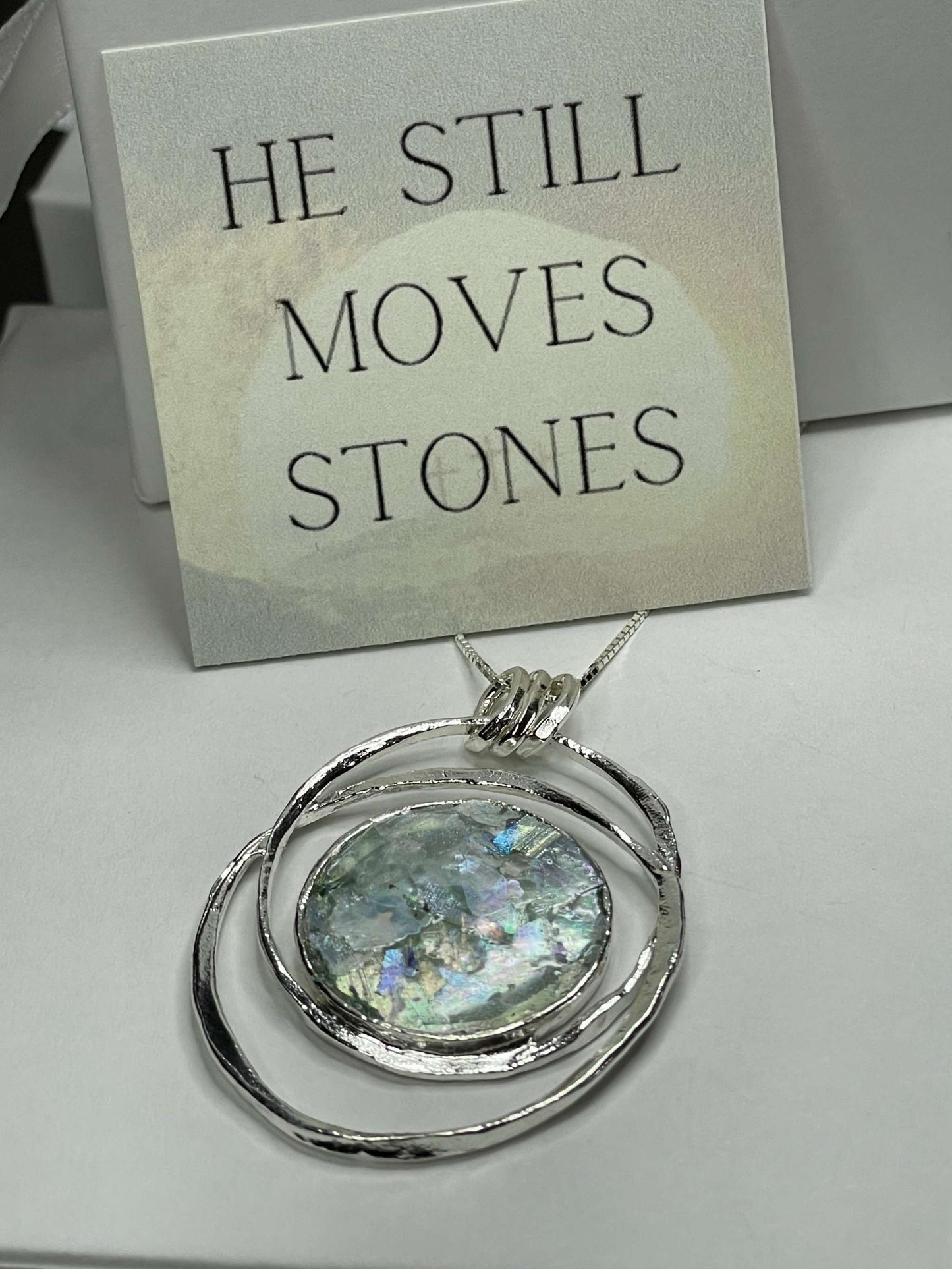 He moves stones Roman Glass Necklace