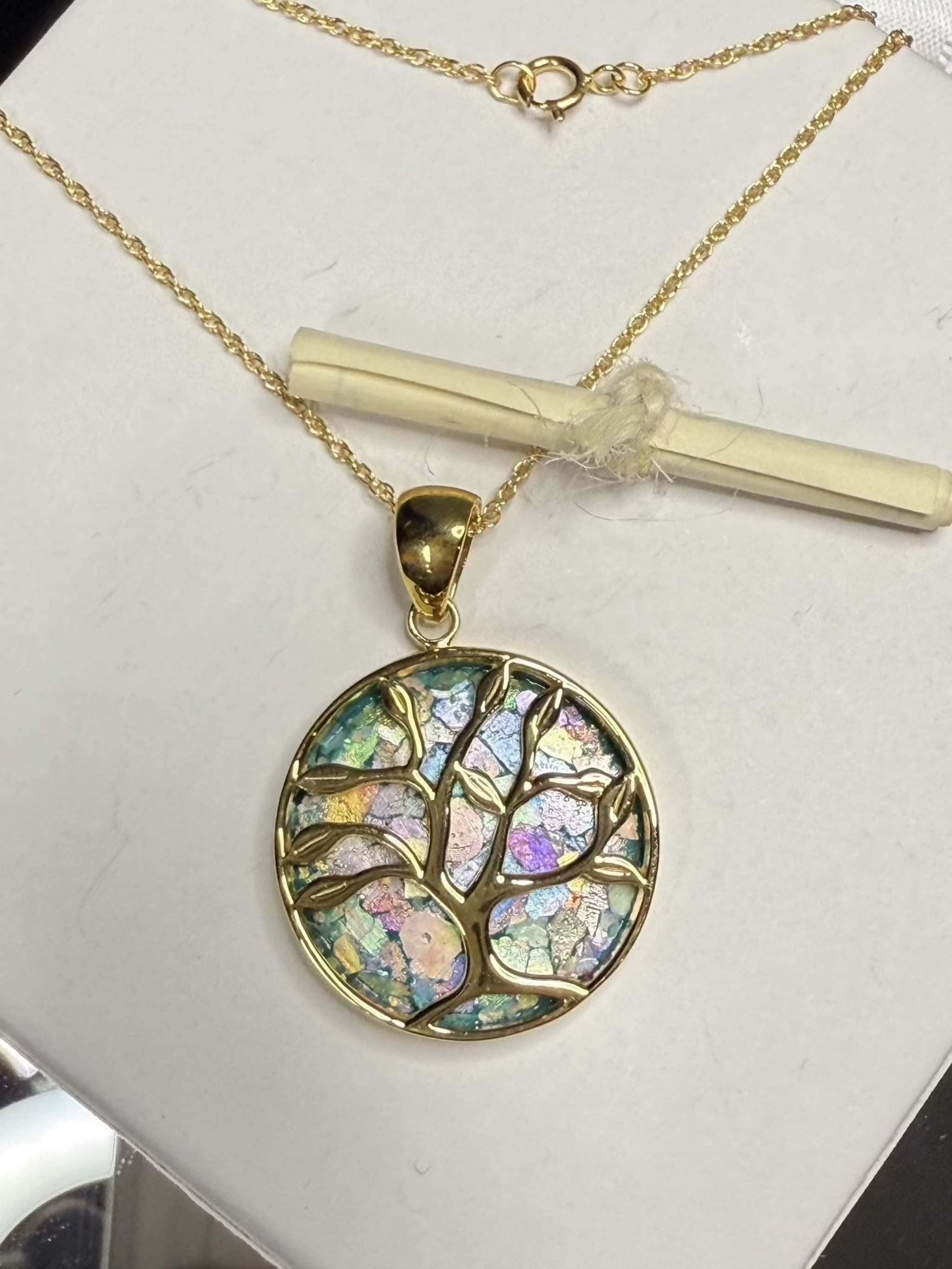 Gold Tree Of Life Roman Glass Necklace