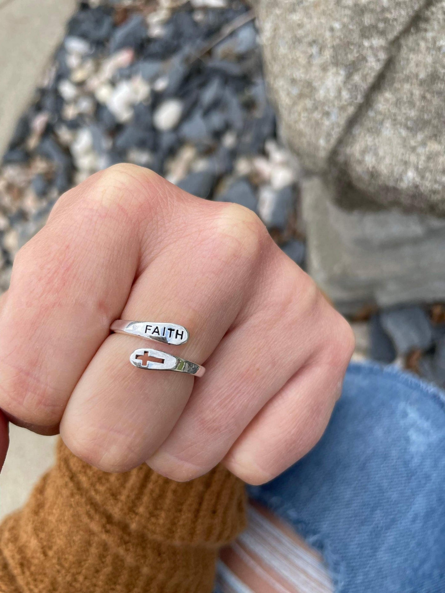 Faith Ring- Adjustable Silver
