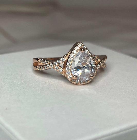 Tear Drop Ring- Rose Gold