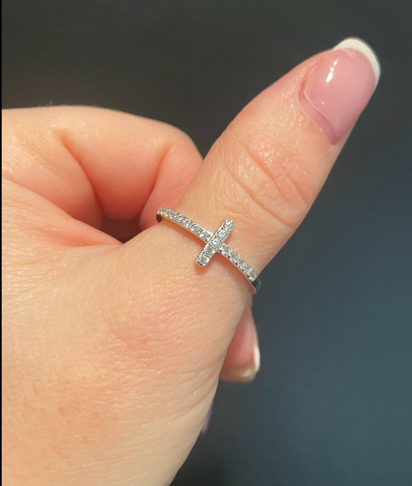 SideWays Cross Ring- Sterling Silver