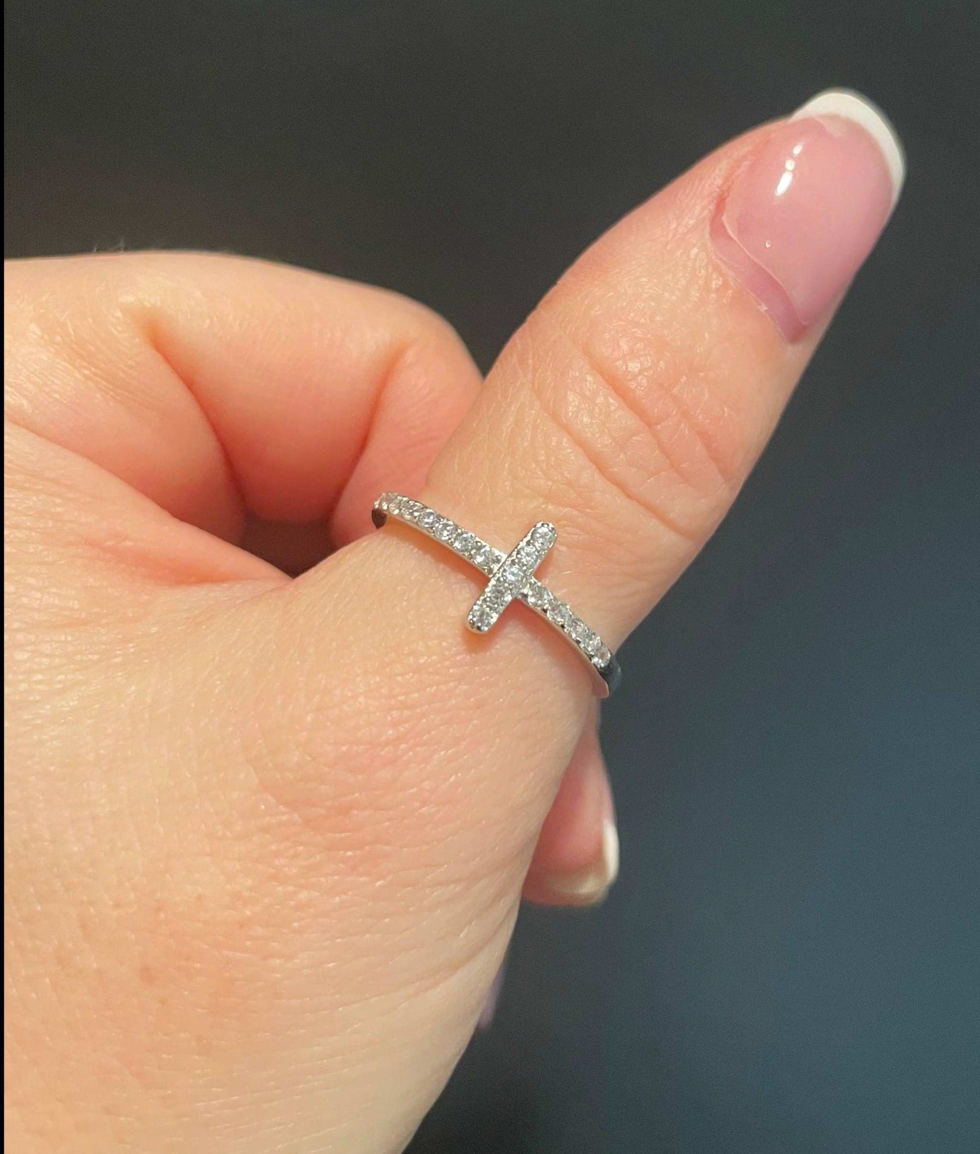 SideWays Cross Ring- Sterling Silver