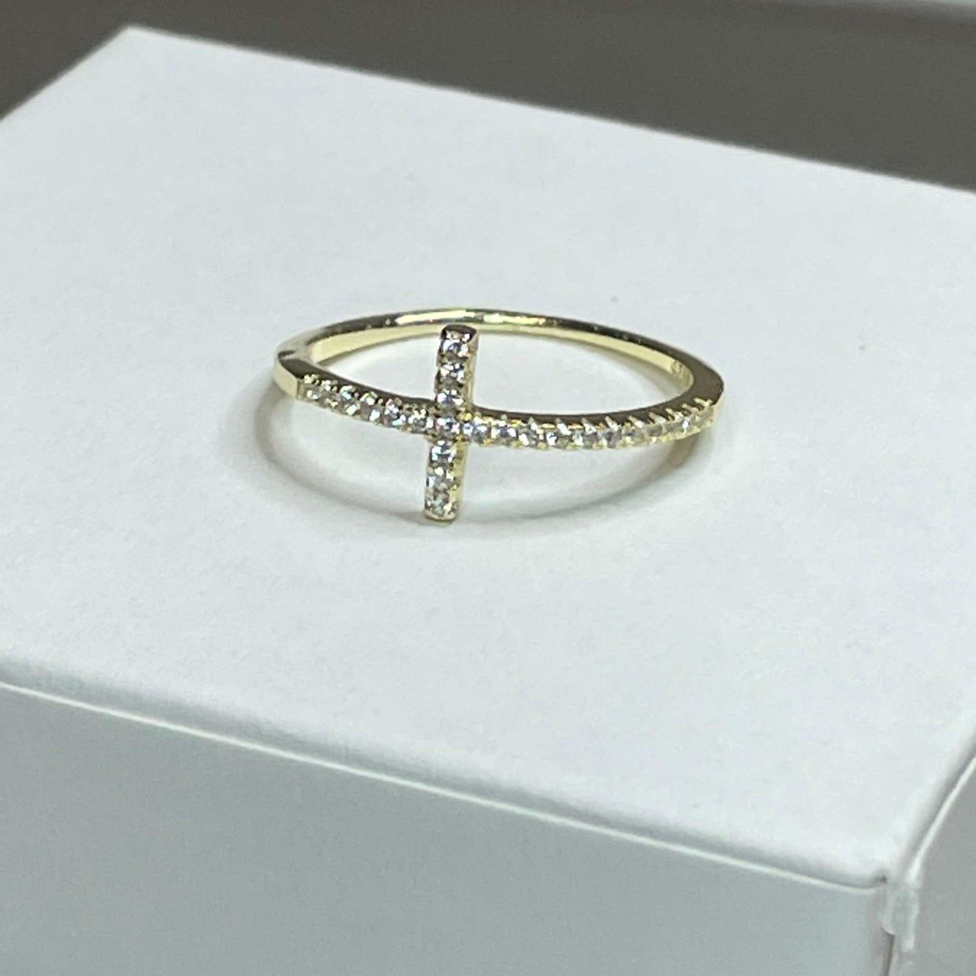 SideWays Cross Ring- Gold - Gravie's
