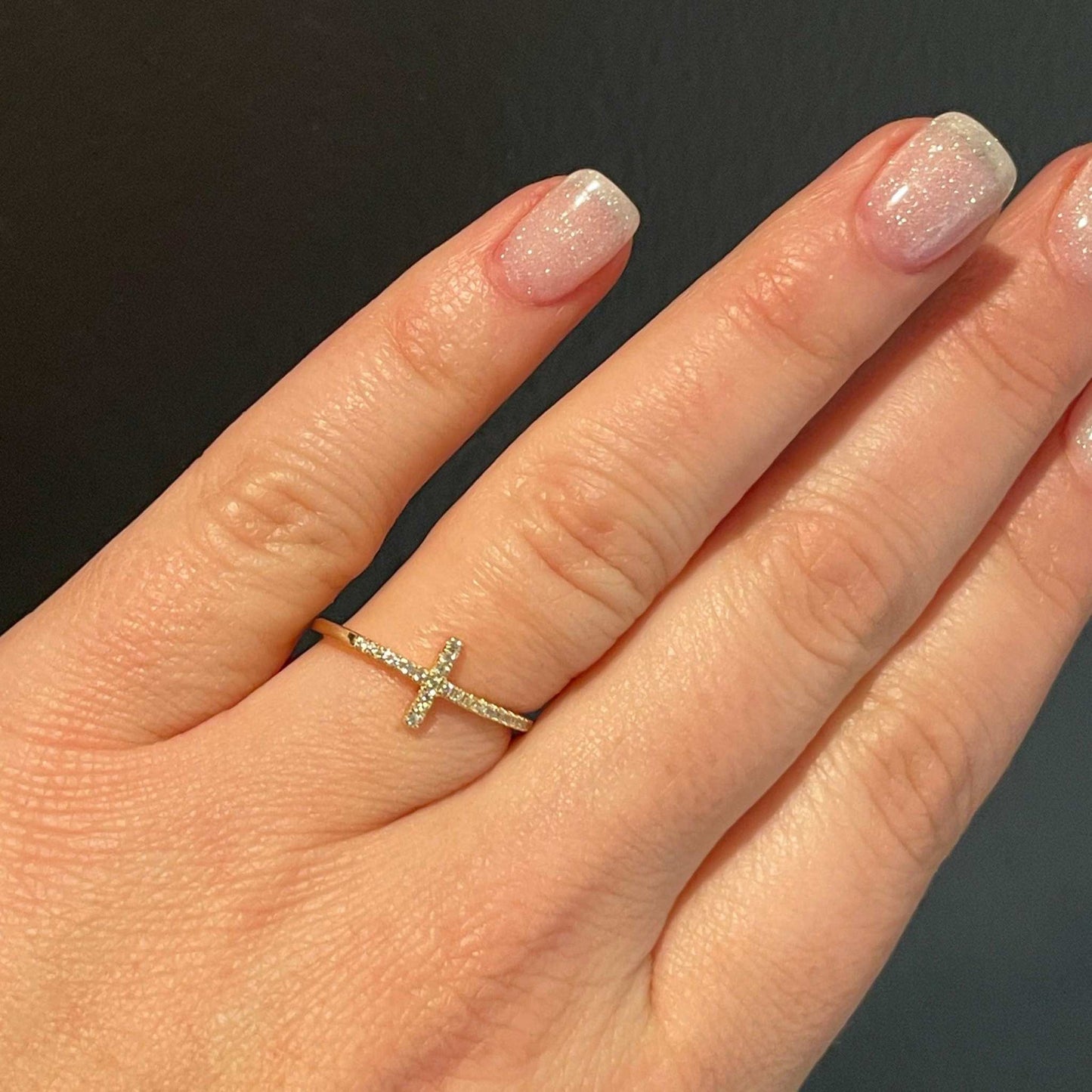 SideWays Cross Ring- Gold - Gravie's