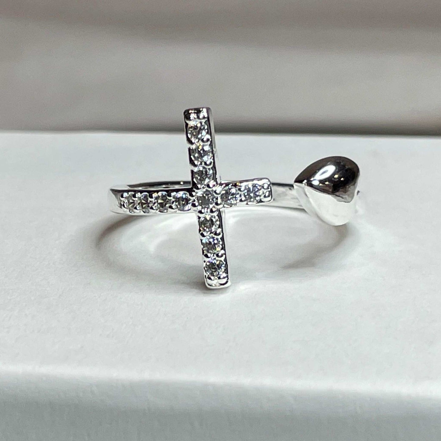 Cross & Heart Adjustable Ring