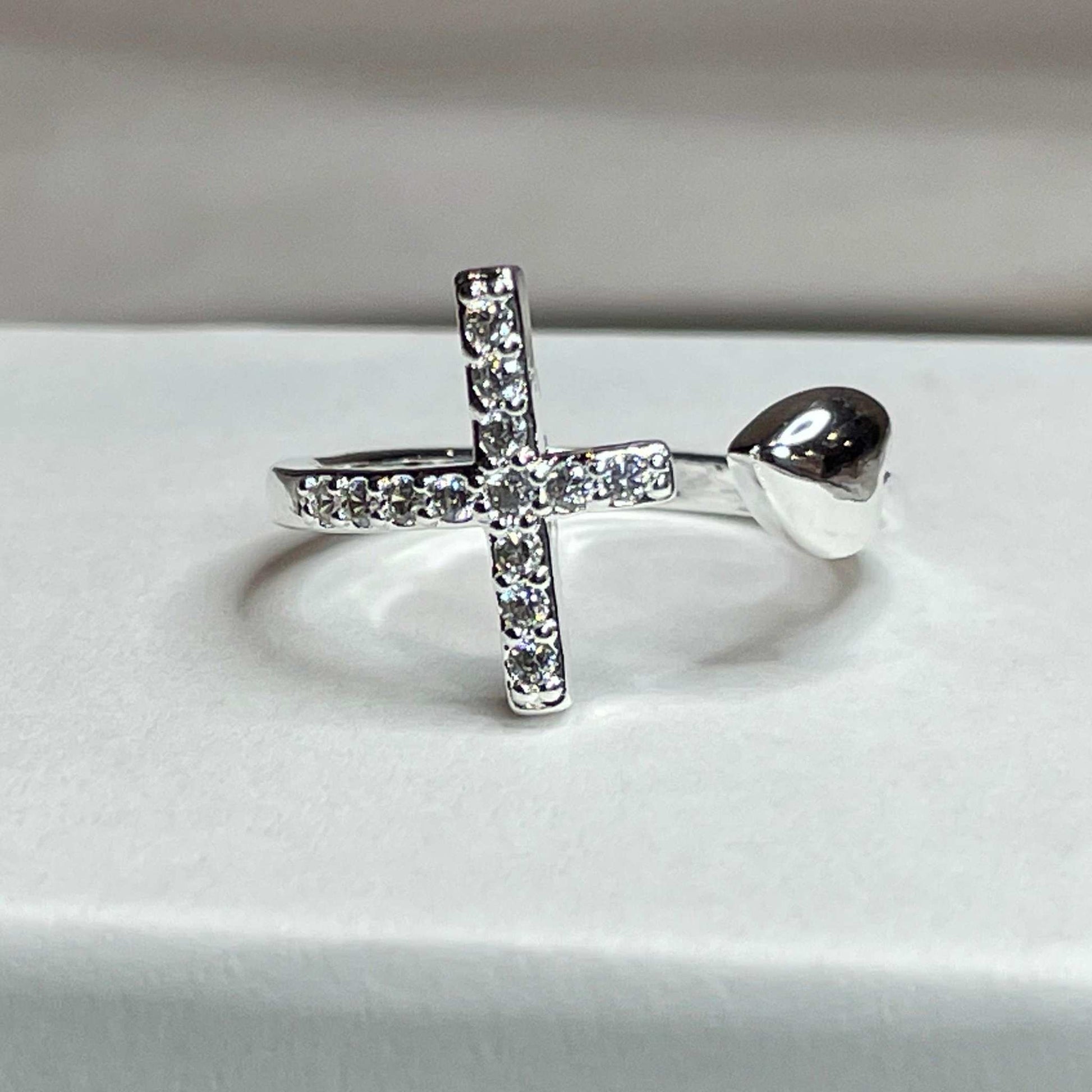 Cross & Heart Adjustable Ring