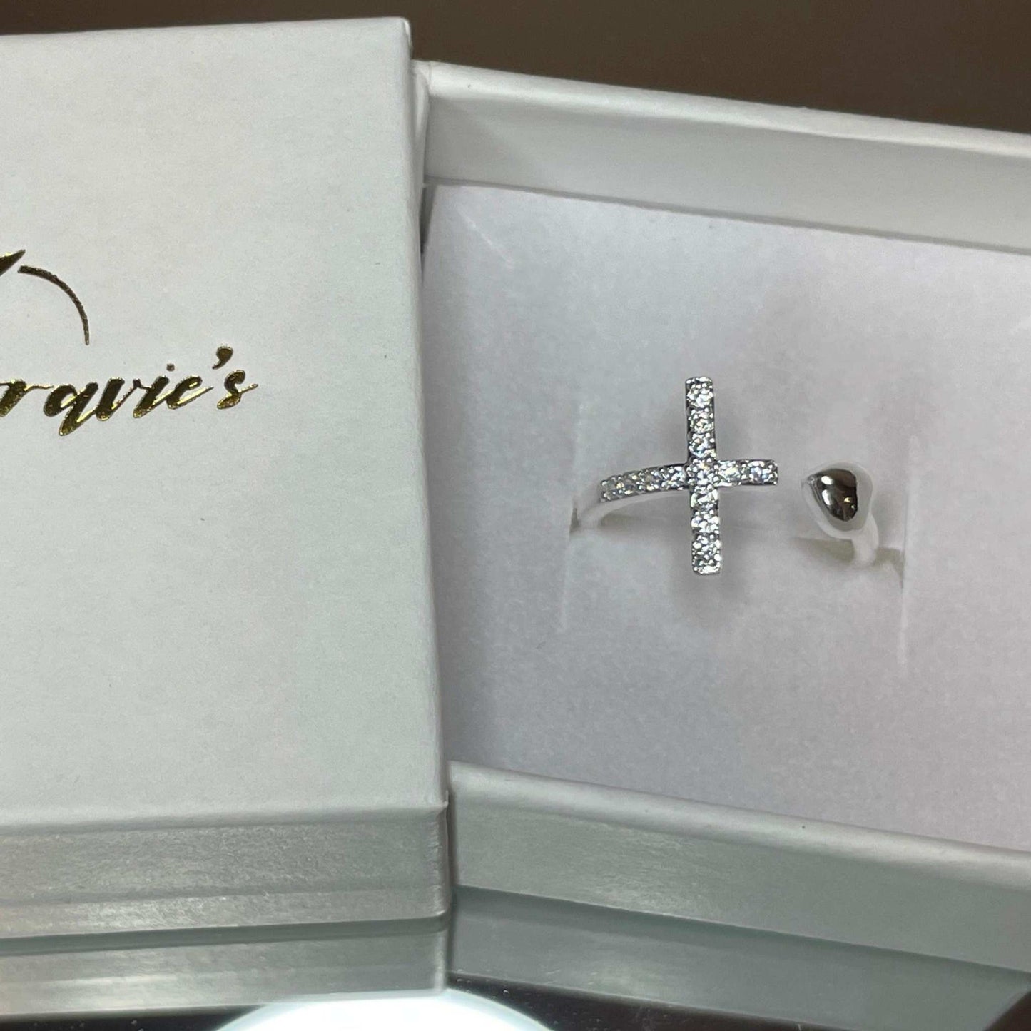 Cross & Heart Adjustable Ring