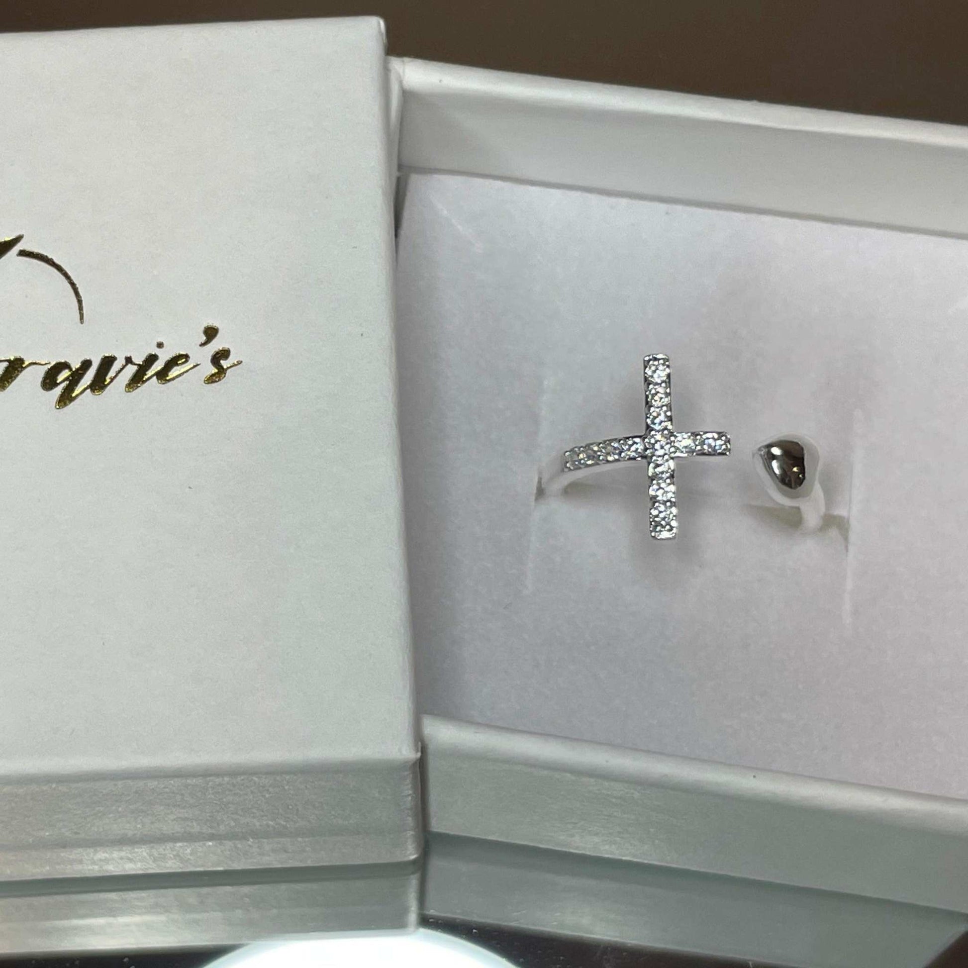 Cross & Heart Adjustable Ring