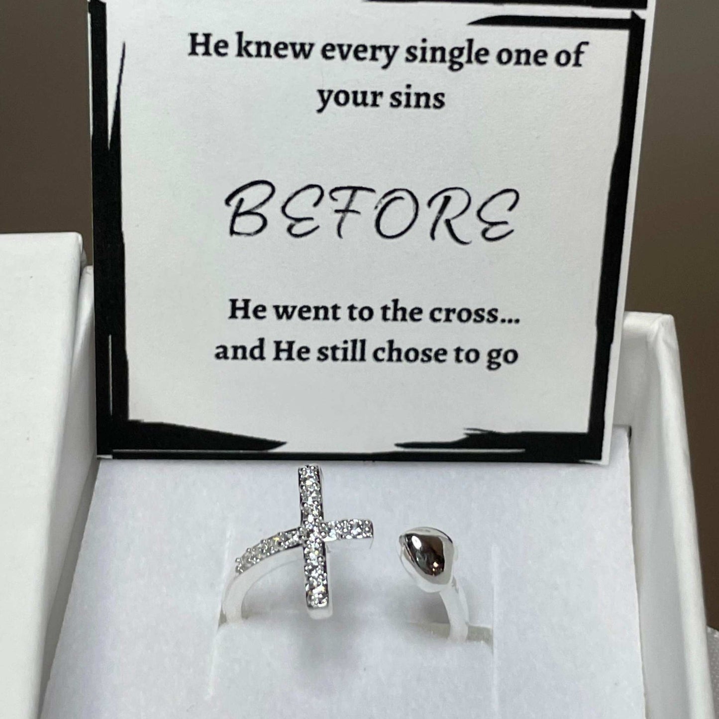 Cross & Heart Adjustable Ring
