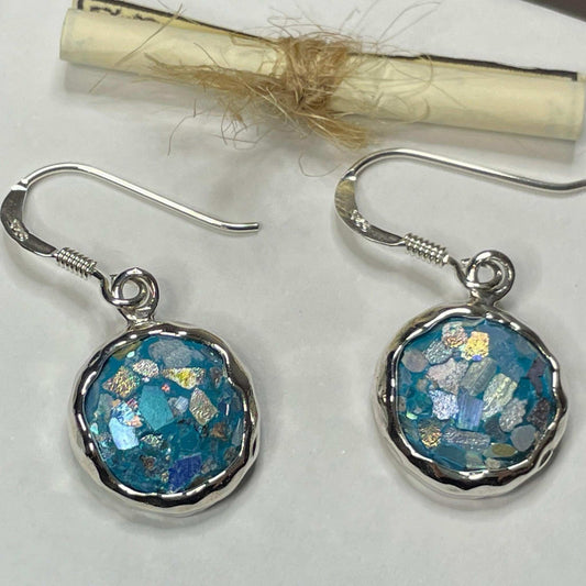 Hammered Edge Roman Glass Earrings