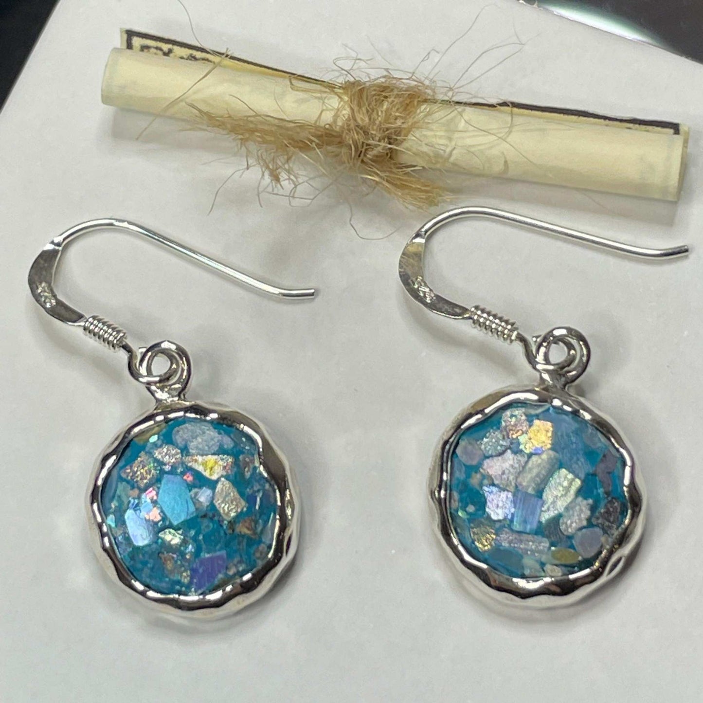 Hammered Edge Roman Glass Earrings