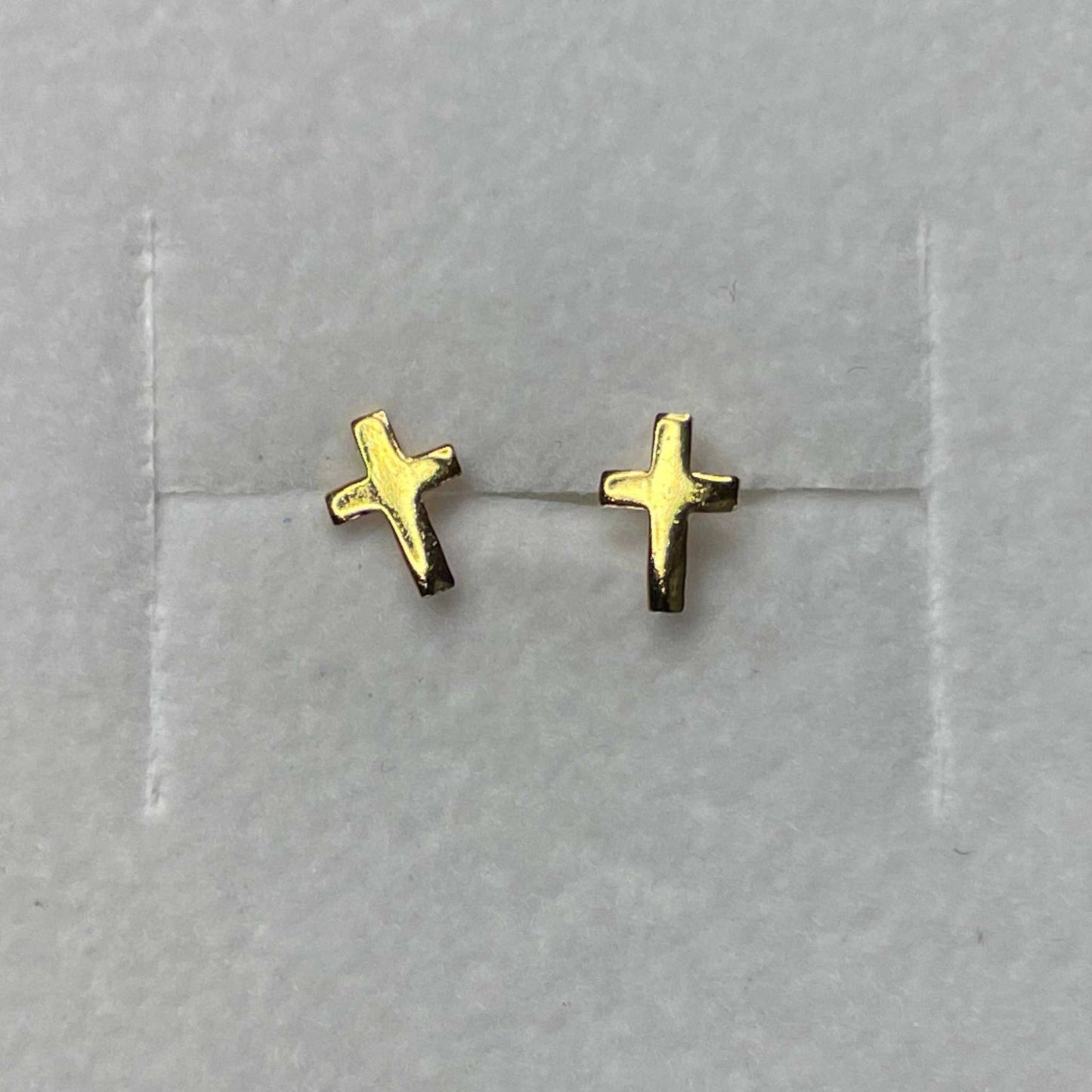 Cross Stud Earrings- 14k Gold
