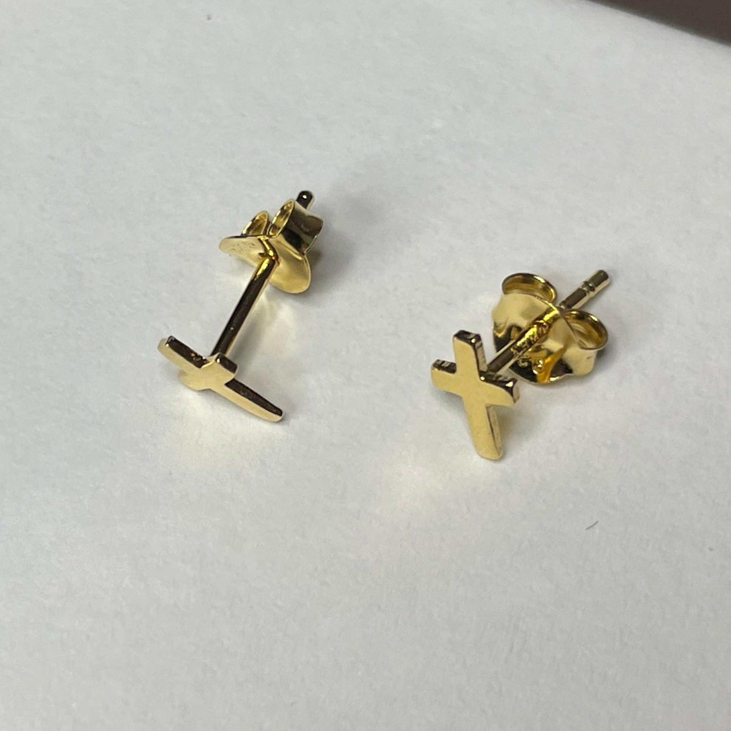 Cross Stud Earrings- 14k Gold