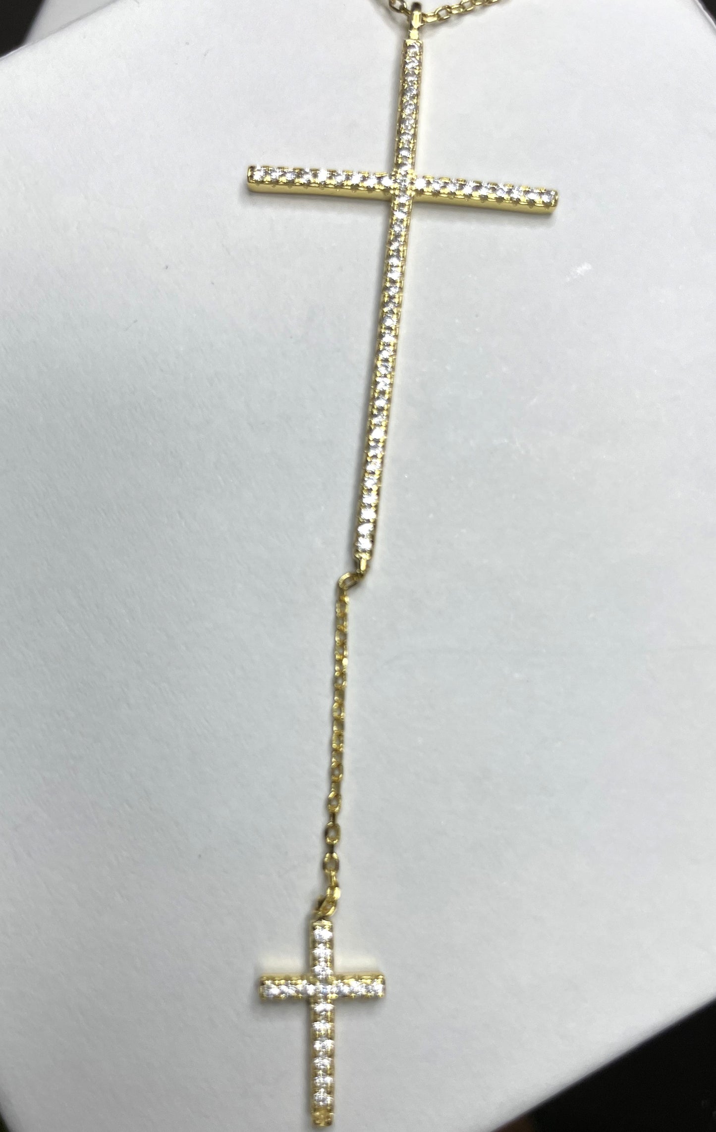 Double Cross Gold Necklace