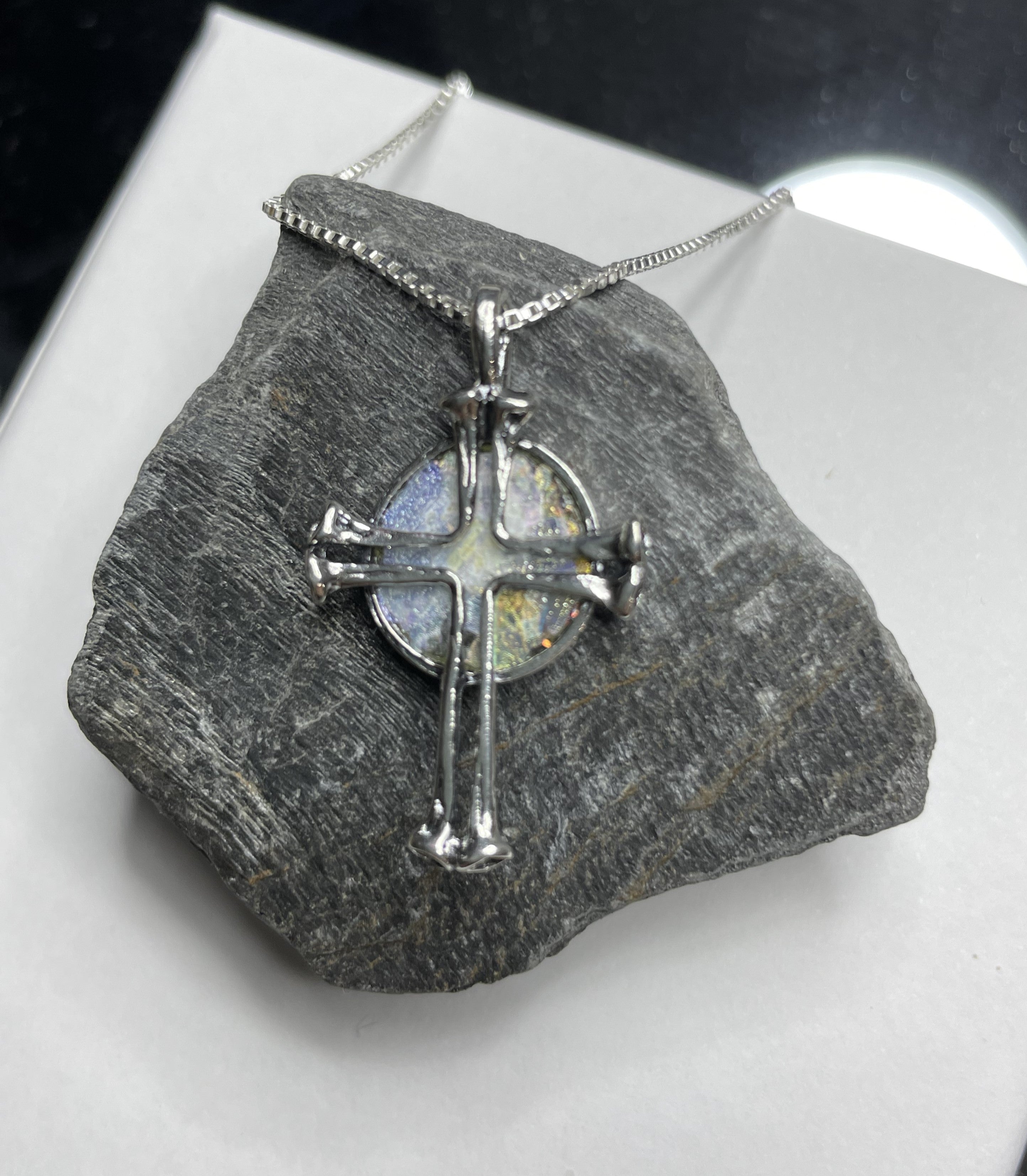 Roman glass clearance cross necklace