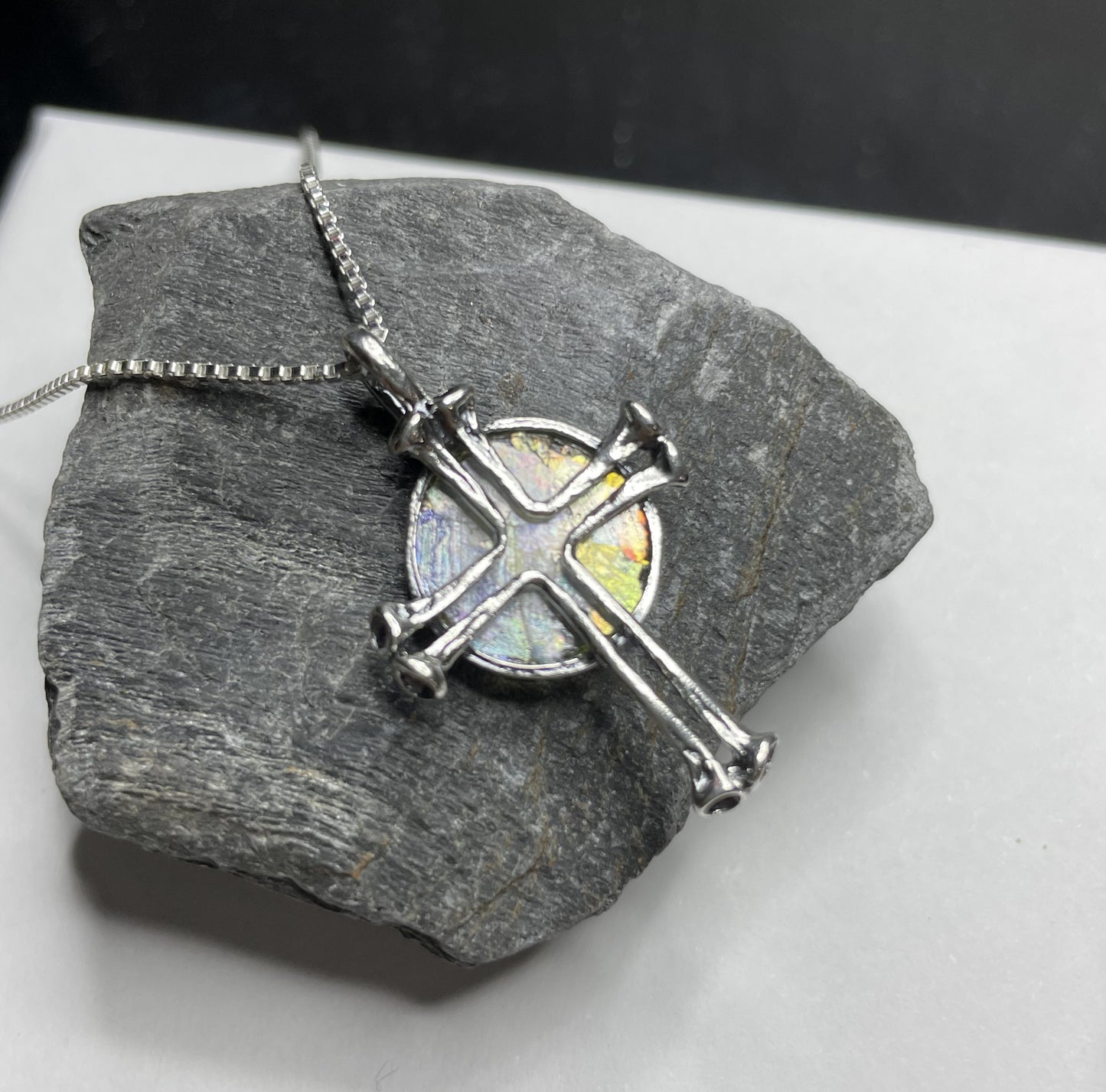 Silver Cross Roman Glass Necklace - Gravie's