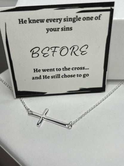 Sideways Cross Necklace- Off-Center