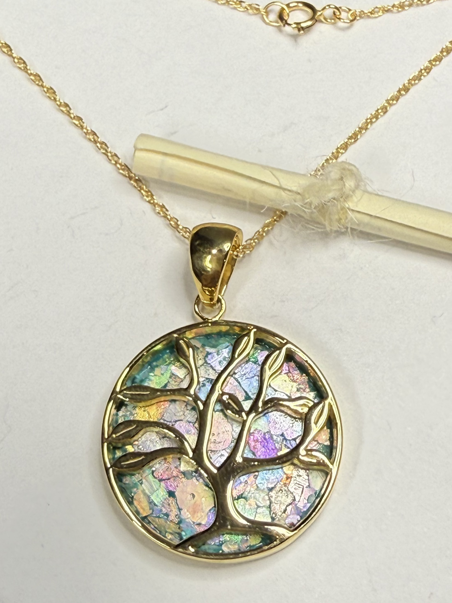 Gold Tree of Life Roman Glass Necklace