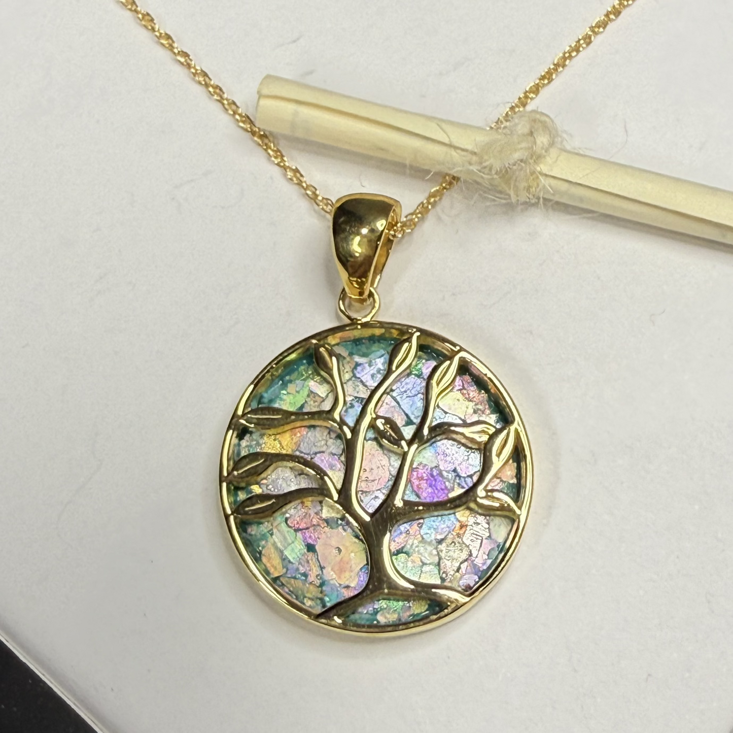 Gold Tree of Life Roman Glass Necklace