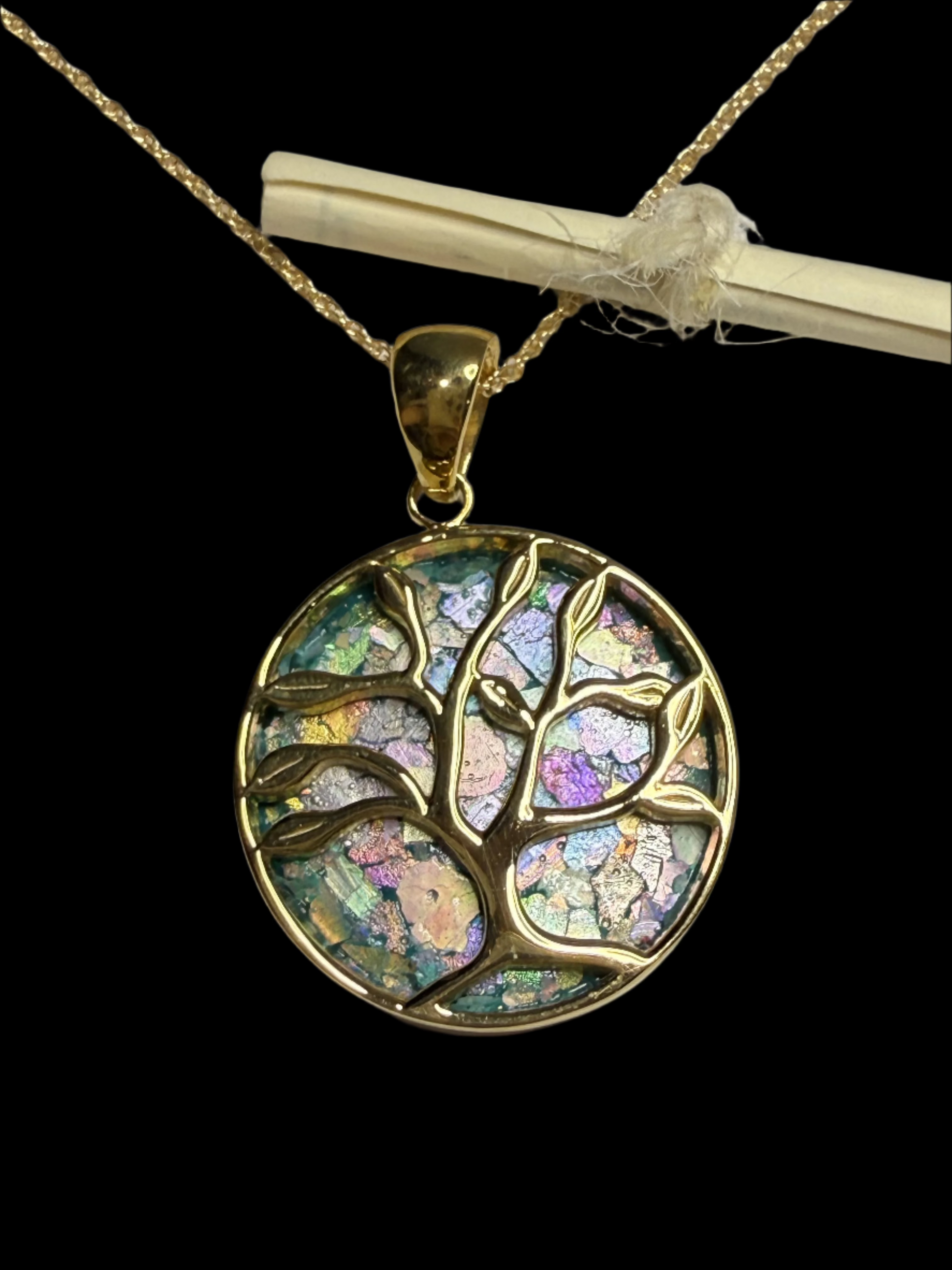 Gold Tree of Life Roman Glass Necklace