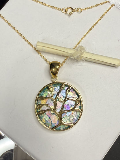 Gold Tree Of Life Roman Glass Necklace