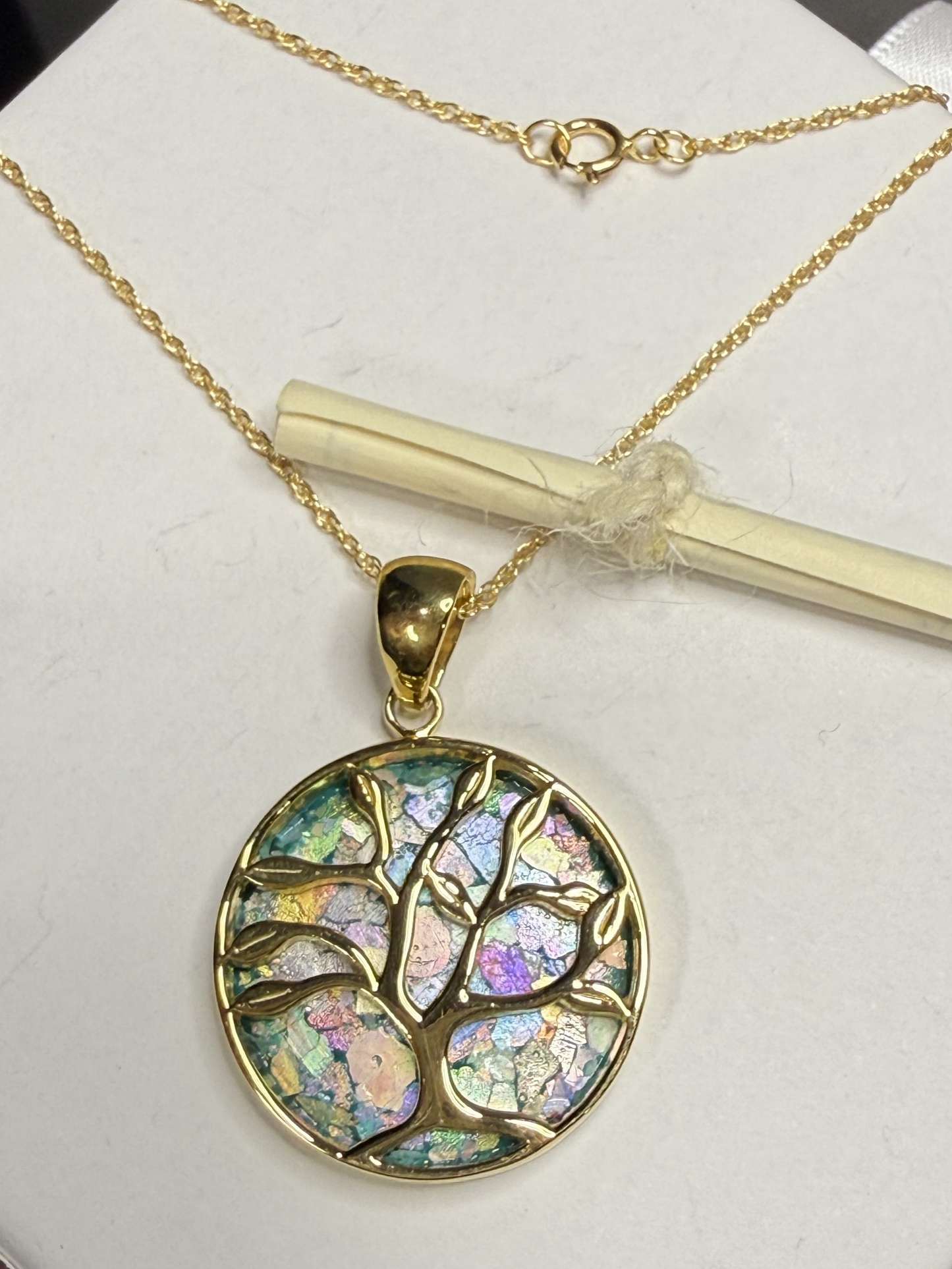 Gold Tree of Life Roman Glass Necklace