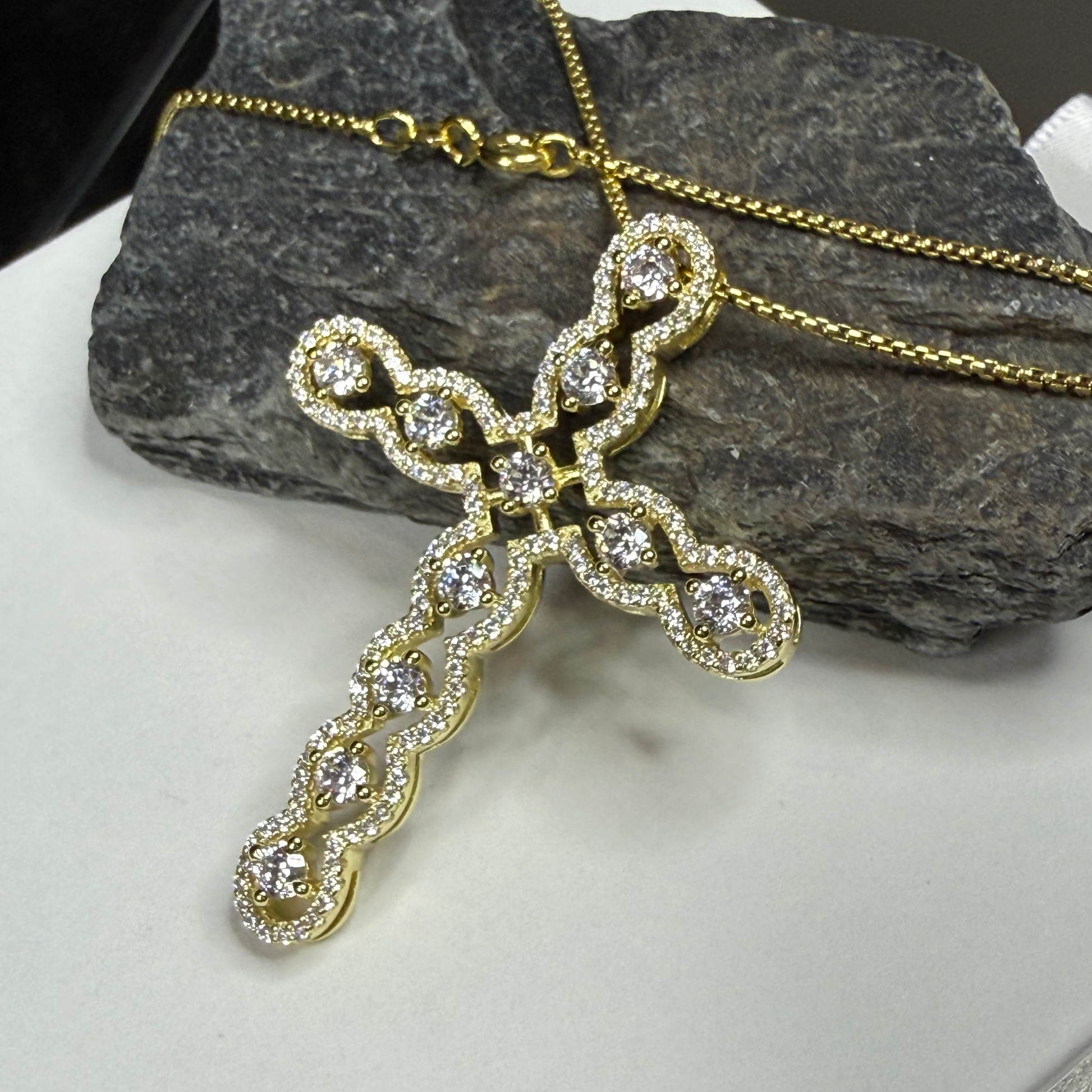 Gold Floating Cross Necklace