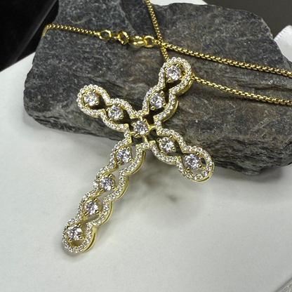 Gold Floating Cross Necklace