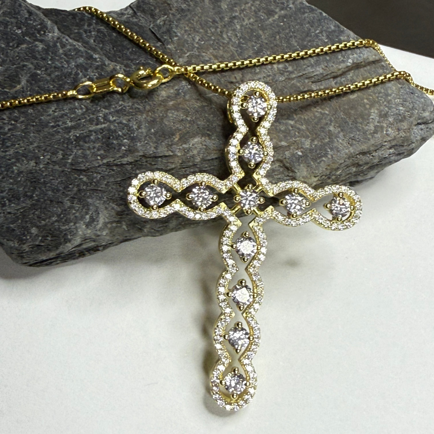 Gold Floating Cross Necklace