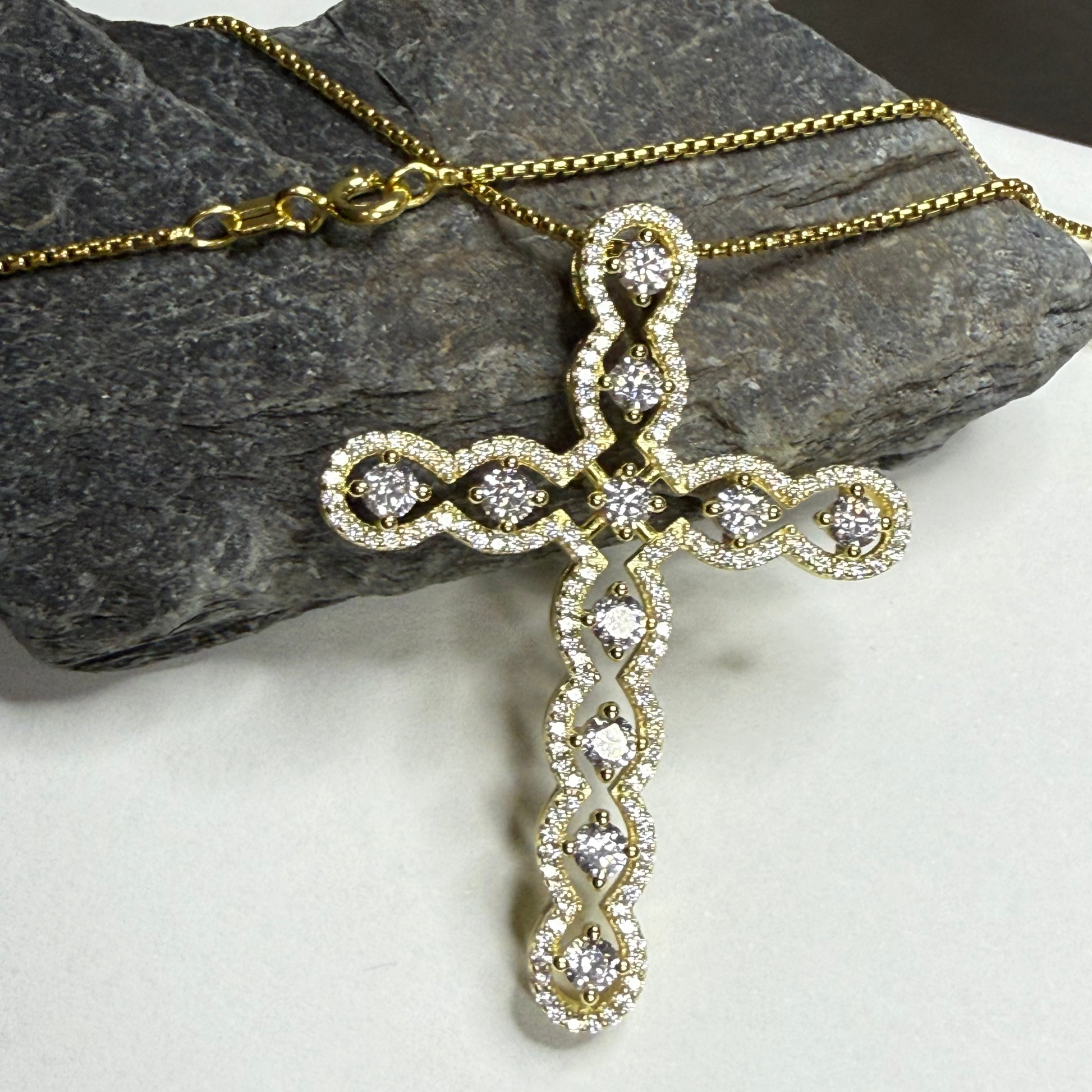 Gold Floating Cross Necklace