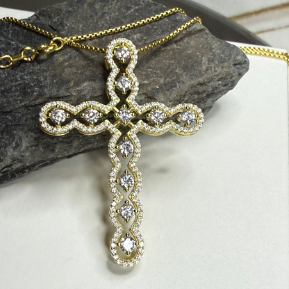 Gold Floating Cross Necklace