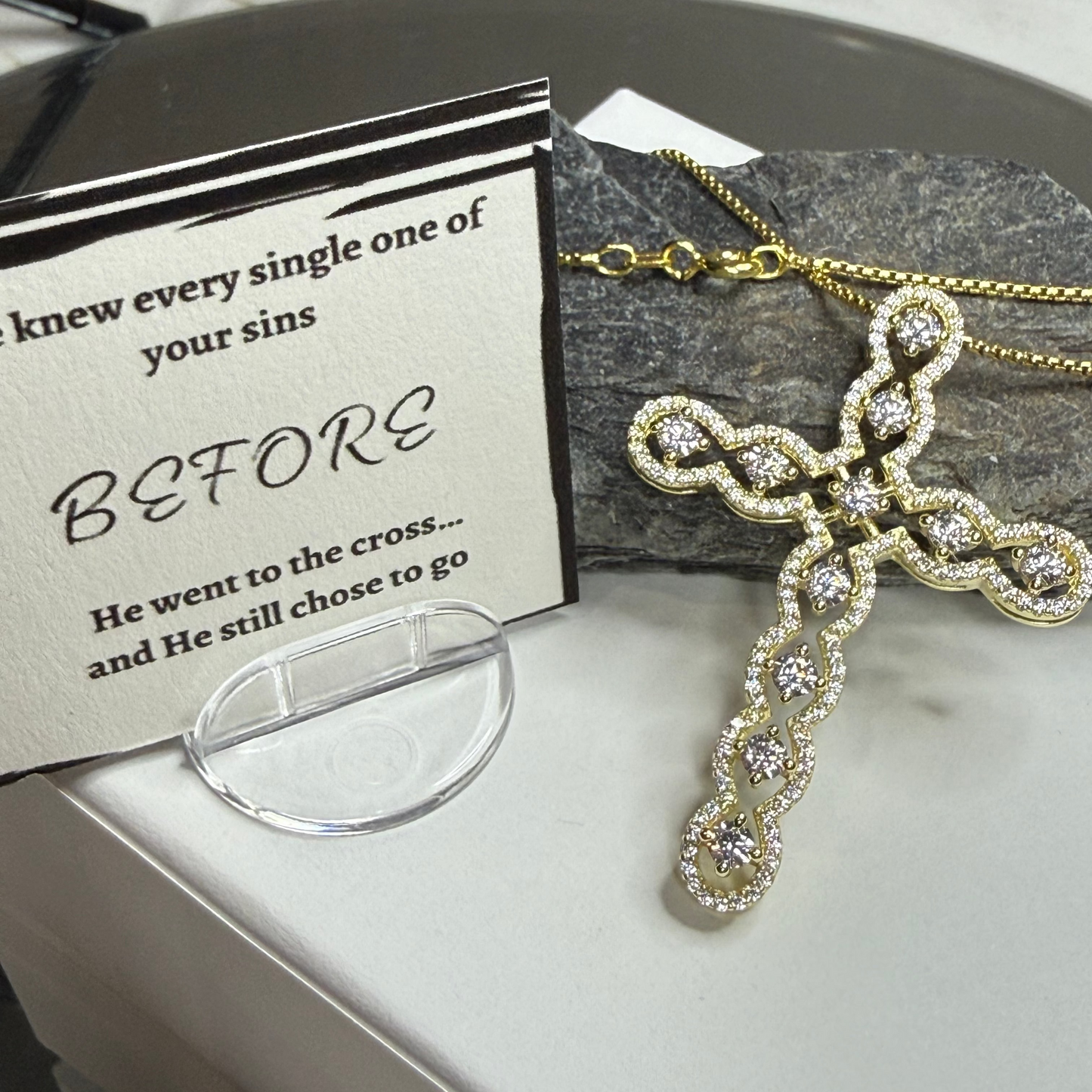 Gold Floating Cross Necklace