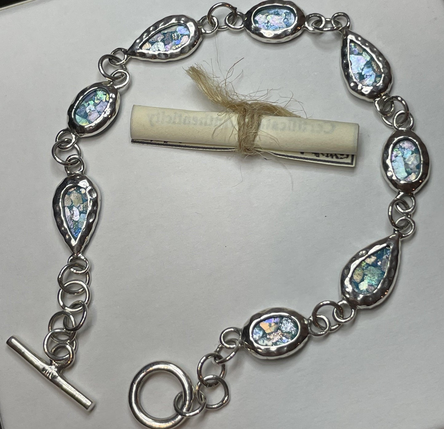 roman glass toggle bracelet
