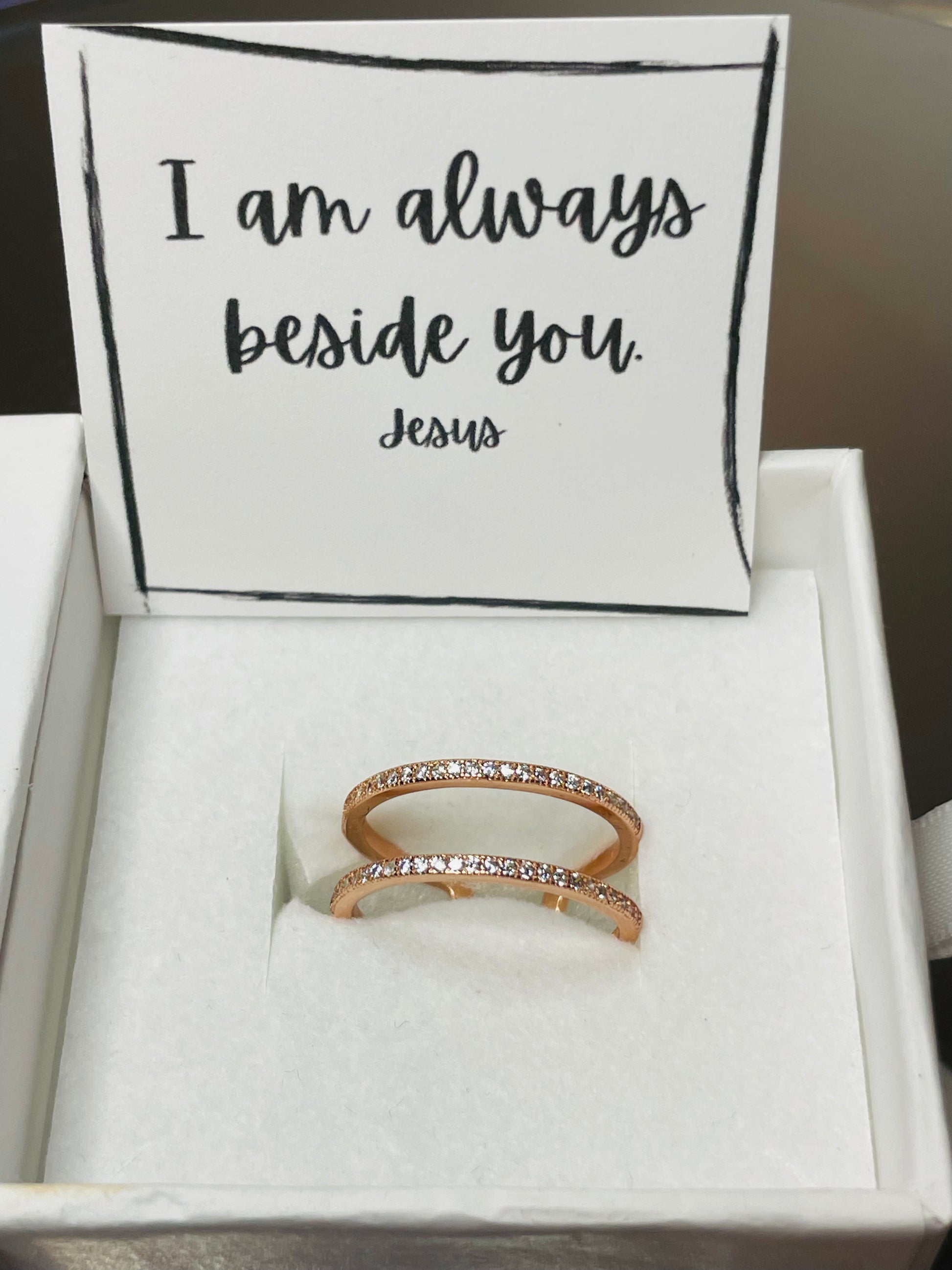 Christian Jewelry- Rose Gold Beside You Ring Encouraging Jewelry