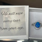 Tear Drop Blue Opal Ring, God's Promises, He will wipe your tears, Christian Jewelry .925 Silver