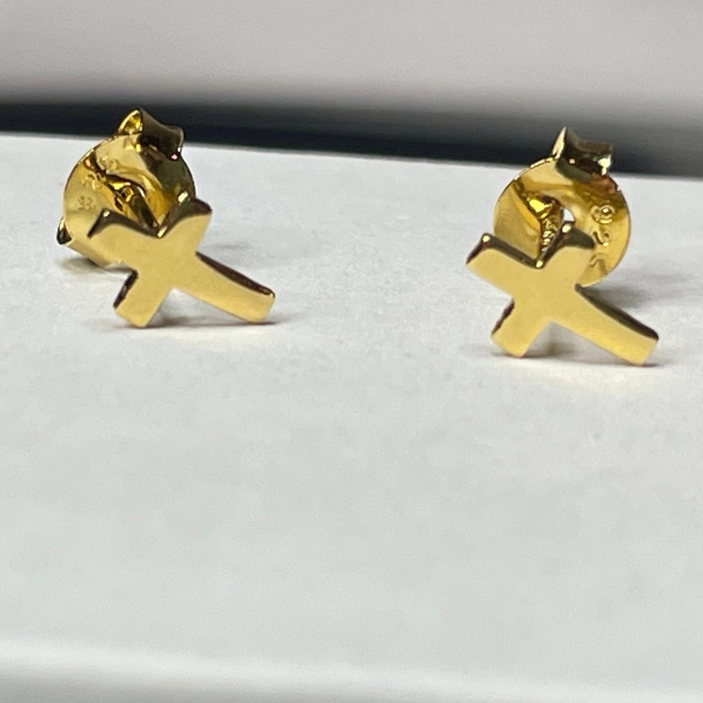 Cross Stud Earrings- Gold