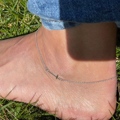 Cross Anklet- Silver