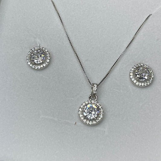 Mother's Love Halo Cut necklace and earring set